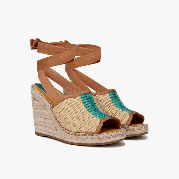 Franco Sarto Sierra Wedge Espadrille - Tan and Teal NWOT - Picture 7 of 9